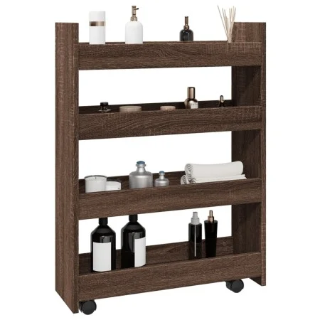 Narrow storage cart 4 levels brown oak wood by , Kitchen and dining carts - Ref: Foro24-855265, Price: 55,53 €, Discount: %