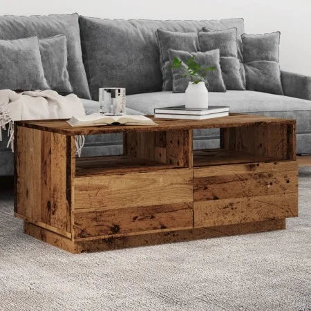 Mesa de centro con luces LED madera envejecida 90x49x40 cm de , Mesas de centro - Ref: Foro24-857710, Precio: 113,11 €, Descu...
