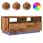 Mesa de centro con luces LED madera envejecida 90x49x40 cm de , Mesas de centro - Ref: Foro24-857710, Precio: 113,11 €, Descu...