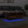 Mesa de centro con luces LED madera envejecida 90x49x40 cm de , Mesas de centro - Ref: Foro24-857710, Precio: 115,17 €, Descu...
