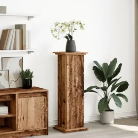 Pedestal expositor con almacenaje madera envejecida 31x30x90 cm de , Soportes para macetas - Ref: Foro24-854614, Precio: 60,5...