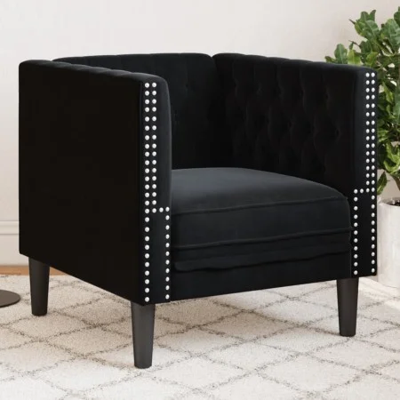 Sillón Chesterfield de terciopelo negro de , Sofás - Ref: Foro24-372678, Precio: 163,62 €, Descuento: %