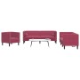 Set sofás Chesterfield con cojines 3 pzas terciopelo rojo tinto de , Sofás - Ref: Foro24-3209285, Precio: 743,42 €, Descuento: %