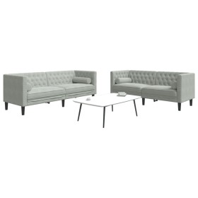 Set sofás Chesterfield con cojines 2 pzas terciopelo gris claro de , Sofás - Ref: Foro24-3209291, Precio: 503,87 €, Descuento: %