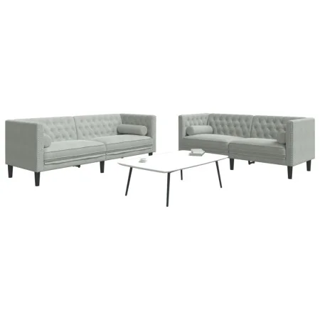 Set sofás Chesterfield con cojines 2 pzas terciopelo gris claro by , Sofas - Ref: Foro24-3209291, Price: 522,49 €, Discount: %