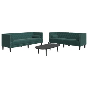 Set de sofás Chesterfield con cojines 2 piezas terciopelo verde de , Sofás - Ref: Foro24-3209293, Precio: 668,38 €, Descuento: %