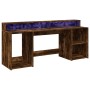 Escritorio con LED madera ingeniería roble ahumado 200x55x91 cm de , Escritorios - Ref: Foro24-3309442, Precio: 187,66 €, Des...