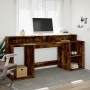 Escritorio con LED madera ingeniería roble ahumado 200x55x91 cm de , Escritorios - Ref: Foro24-3309442, Precio: 187,66 €, Des...