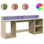 Escritorio con LED madera ingeniería roble Sonoma 200x55x91 cm de , Escritorios - Ref: Foro24-3309440, Precio: 171,72 €, Desc...