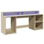 Escritorio con LED madera ingeniería roble Sonoma 200x55x91 cm de , Escritorios - Ref: Foro24-3309440, Precio: 171,72 €, Desc...