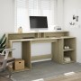 Escritorio con LED madera ingeniería roble Sonoma 200x55x91 cm de , Escritorios - Ref: Foro24-3309440, Precio: 171,72 €, Desc...