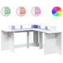 Escritorio con luz LED madera ingeniería blanco 152x152x91 cm de , Escritorios - Ref: Foro24-3309456, Precio: 167,54 €, Descu...