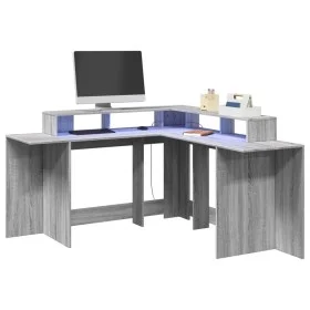 Escritorio con LED madera ingeniería gris sonoma 152x152x91 cm de , Escritorios - Ref: Foro24-3309461, Precio: 167,56 €, Desc...