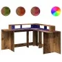 Escritorio con LED madera ingeniería envejecida 152x152x91 cm de , Escritorios - Ref: Foro24-3309463, Precio: 157,31 €, Descu...