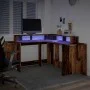 Escritorio con LED madera ingeniería envejecida 152x152x91 cm de , Escritorios - Ref: Foro24-3309463, Precio: 157,31 €, Descu...