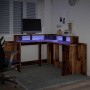 Escritorio con LED madera ingeniería envejecida 152x152x91 cm de , Escritorios - Ref: Foro24-3309463, Precio: 159,42 €, Descu...