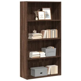 Estantería madera de ingeniería marrón roble 80x30x152 cm de , Librerías y estanterías - Ref: Foro24-857946, Precio: 69,59 €,...