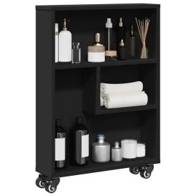 Carrito de almacenaje estrecho madera negro 48x13x68 cm de , Librerías y estanterías - Ref: Foro24-855224, Precio: 62,40 €, D...