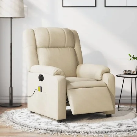 Sillón reclinable de masaje eléctrico tela color crema de , Sillones - Ref: Foro24-3205199, Precio: 298,08 €, Descuento: %