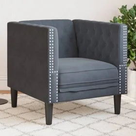 Sillón Chesterfield de terciopelo gris oscuro de , Sofás - Ref: Foro24-372674, Precio: 163,05 €, Descuento: %