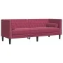 Sofá Chesterfield 3 plazas con cojines terciopelo rojo tinto de , Sofás - Ref: Foro24-372697, Precio: 326,64 €, Descuento: %