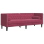 Sofá Chesterfield 3 plazas con cojines terciopelo rojo tinto de , Sofás - Ref: Foro24-372697, Precio: 294,78 €, Descuento: %