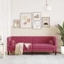 Sofá Chesterfield 3 plazas con cojines terciopelo rojo tinto de , Sofás - Ref: Foro24-372697, Precio: 326,64 €, Descuento: %