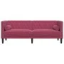Sofá Chesterfield 3 plazas con cojines terciopelo rojo tinto de , Sofás - Ref: Foro24-372697, Precio: 326,64 €, Descuento: %