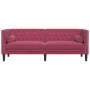 Sofá Chesterfield 3 plazas con cojines terciopelo rojo tinto de , Sofás - Ref: Foro24-372697, Precio: 294,78 €, Descuento: %