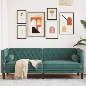 Sofá Chesterfield 3 plazas con cojines terciopelo verde oscuro de , Sofás - Ref: Foro24-372695, Precio: 335,02 €, Descuento: %