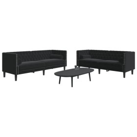 Set de sofás Chesterfield con cojines 2 piezas terciopelo negro de , Sofás - Ref: Foro24-3209296, Precio: 526,82 €, Descuento: %