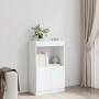Aparador alto madera ingeniería blanco 63x33x100 cm de , Librerías y estanterías - Ref: Foro24-855097, Precio: 61,90 €, Descu...