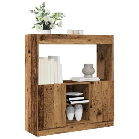 Aparador de madera de ingeniería madera envejecida 92x33x100 cm de , Librerías y estanterías - Ref: Foro24-855131, Precio: 69...