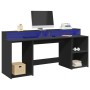 Escritorio con luz LED madera ingeniería negro 200x55x91 cm de , Escritorios - Ref: Foro24-3309439, Precio: 213,13 €, Descuen...