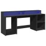 Escritorio con luz LED madera ingeniería negro 200x55x91 cm de , Escritorios - Ref: Foro24-3309439, Precio: 209,57 €, Descuen...