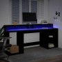 Escritorio con luz LED madera ingeniería negro 200x55x91 cm de , Escritorios - Ref: Foro24-3309439, Precio: 213,13 €, Descuen...