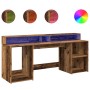 Escritorio con LED madera ingeniería envejecida 200x55x91 cm de , Escritorios - Ref: Foro24-3309445, Precio: 188,70 €, Descue...