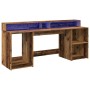 Escritorio con LED madera ingeniería envejecida 200x55x91 cm de , Escritorios - Ref: Foro24-3309445, Precio: 188,70 €, Descue...