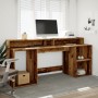 Escritorio con LED madera ingeniería envejecida 200x55x91 cm de , Escritorios - Ref: Foro24-3309445, Precio: 188,70 €, Descue...