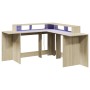Escritorio con LED madera ingeniería roble Sonoma 152x152x91 cm de , Escritorios - Ref: Foro24-3309458, Precio: 175,98 €, Des...