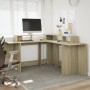 Escritorio con LED madera ingeniería roble Sonoma 152x152x91 cm de , Escritorios - Ref: Foro24-3309458, Precio: 175,98 €, Des...