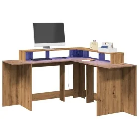 Escritorio con luz LED madera ingeniería artisian 152x152x91 cm de , Escritorios - Ref: Foro24-3309464, Precio: 176,15 €, Des...