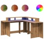 Escritorio con luz LED madera ingeniería artisian 152x152x91 cm de , Escritorios - Ref: Foro24-3309464, Precio: 178,83 €, Des...