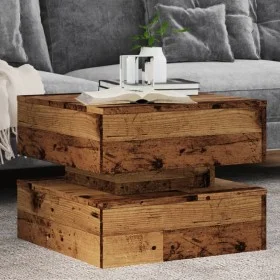 Aged wood coffee table with LED lights 50x50x40 cm by , Coffee table - Ref: Foro24-857716, Price: 70,89 €, Discount: %