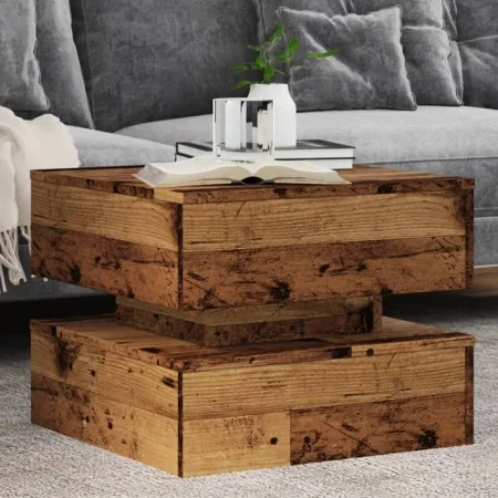 Aged wood coffee table with LED lights 50x50x40 cm by , Coffee table - Ref: Foro24-857716, Price: 70,89 €, Discount: %