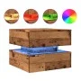 Aged wood coffee table with LED lights 50x50x40 cm by , Coffee table - Ref: Foro24-857716, Price: 70,89 €, Discount: %