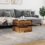 Aged wood coffee table with LED lights 50x50x40 cm by , Coffee table - Ref: Foro24-857716, Price: 70,89 €, Discount: %