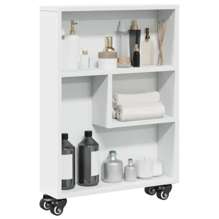 Carrito de almacenaje estrecho madera blanco 48x13x68 cm de , Librerías y estanterías - Ref: Foro24-855223, Precio: 51,44 €, ...