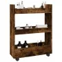 Narrow storage cart 3 levels smoked oak wood by , Kitchen and dining carts - Ref: Foro24-855254, Price: 48,18 €, Discount: %