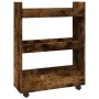 Narrow storage cart 3 levels smoked oak wood by , Kitchen and dining carts - Ref: Foro24-855254, Price: 48,18 €, Discount: %
